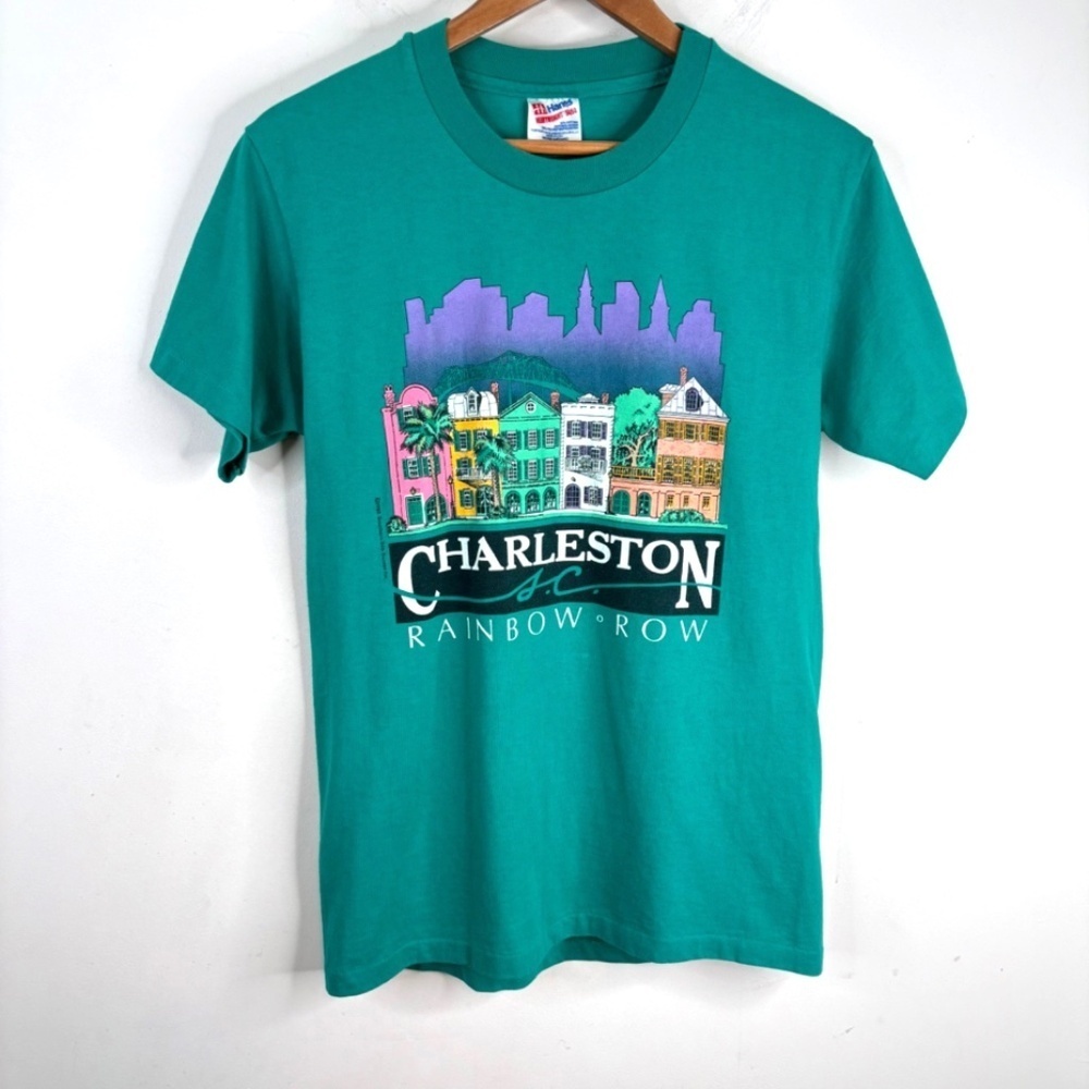 VTG 1988 Charleston SC Rainbow Row T-Shirt Hanes Single Stitch 50/50 Made in USA